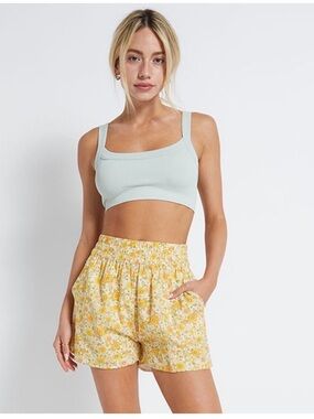 Billabong Yellow Floral Love to Lounge Shorts NWT